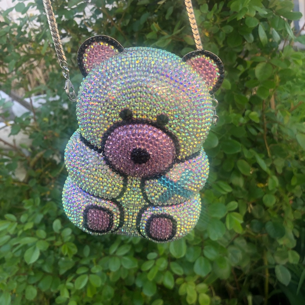 Cute multi-colored panda clutch 💙💜🤍🩷